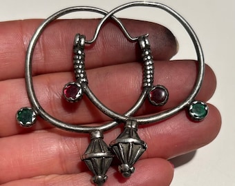 Antique silver Kochi tribe hoop earrings- ethnic earrings- silver earrings- antique earrings- Tribal earrings- Kochi earrings