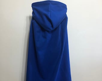 Blue Wool Cloak, Royal Blue Hooded Cloak, Wool Hooded Coat, Autumn Cloak, Electric Blue Hooded Cape, Winter Cloak