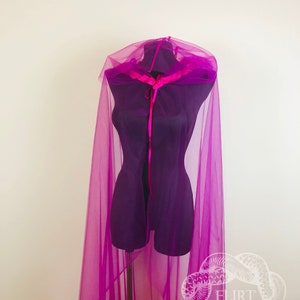 Tüll Kapuzenumhang, Minimalistischer Schleierumhang, Domumhang, Schulterumhang, Eleganter Umhang, Zeremonienumhang, Hochzeitsumhang, Kapuzenumhang