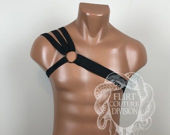 Wide Elastic Men Harness, Chest Harness, Strappy Play LGBT Harness, Harness Men, Male Harness