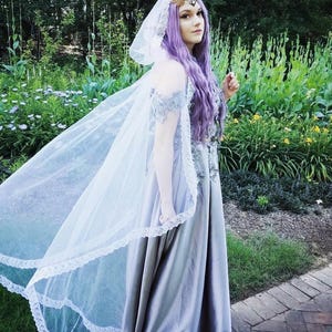 Tulle Hooded Cape, Veil Lace Cape, Cathedral Eternal Cape, Elven Ceremony Cape with Hood, Fairy Wedding Cape, Alternative Bride image 3