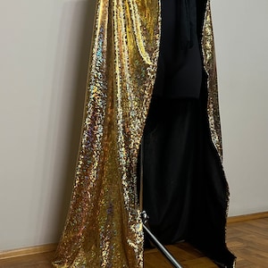 Gold Cape, Gold Hologram Cloak, Cloak, Arm Wrestling Cape, Medieval Cape, Cosplay Cape, Gold Wedding, Burlesque Cape, Diva, Shiny Cape