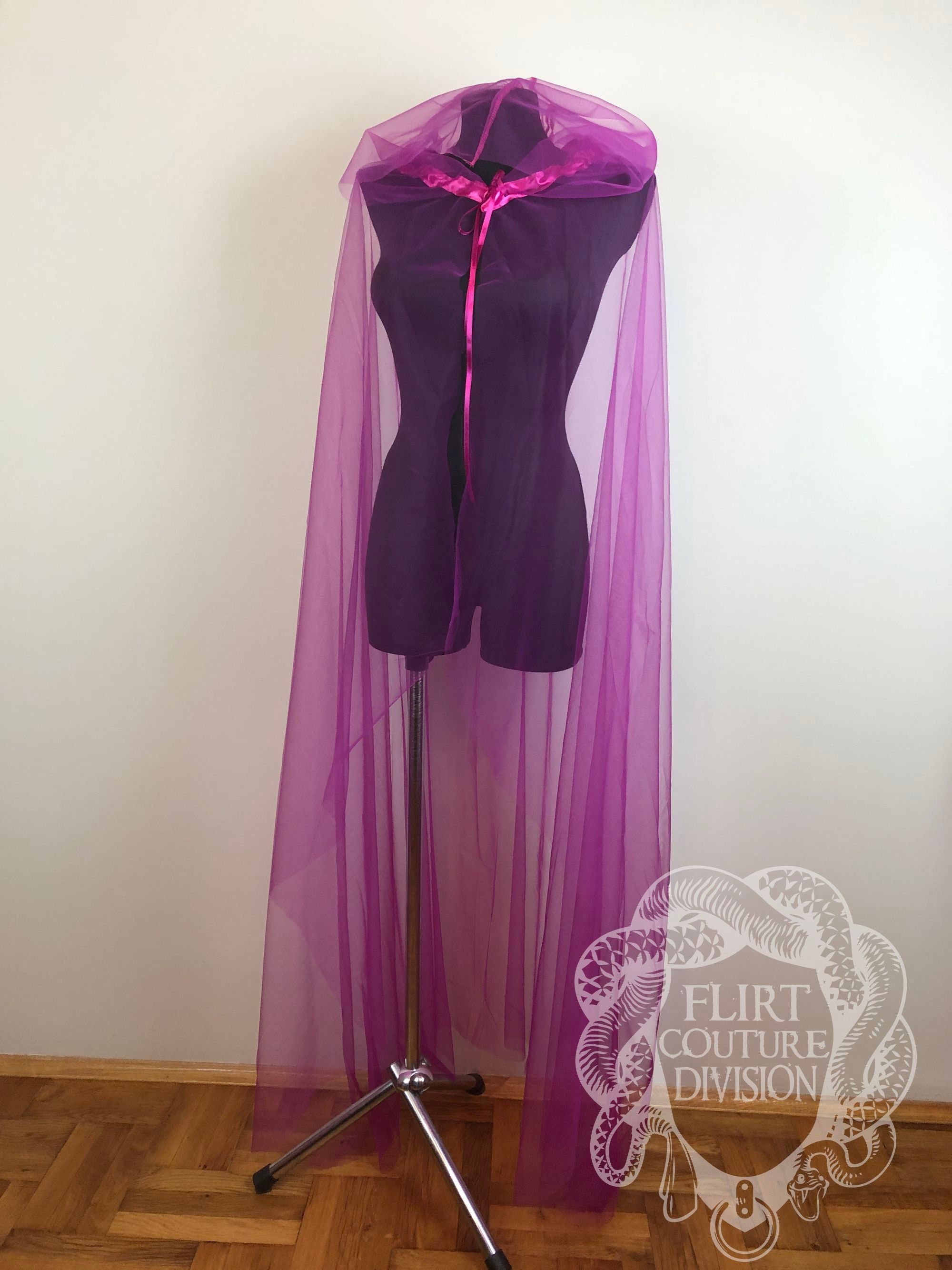 Tulle Hooded Cape Minimalistic Tulle Veil Cape Cathedral Etsy