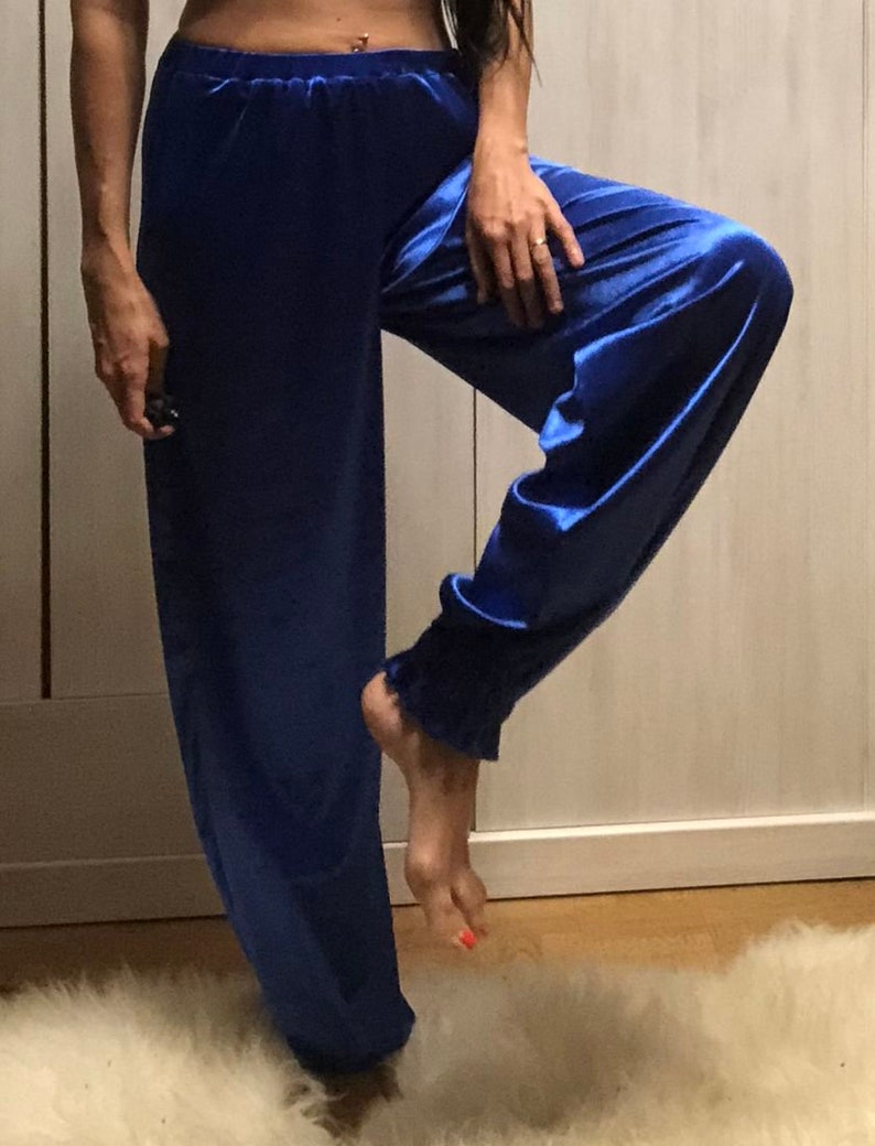 Royal Blue Velvet Home Pants Velvet Pants Velvet Pajamas Etsy