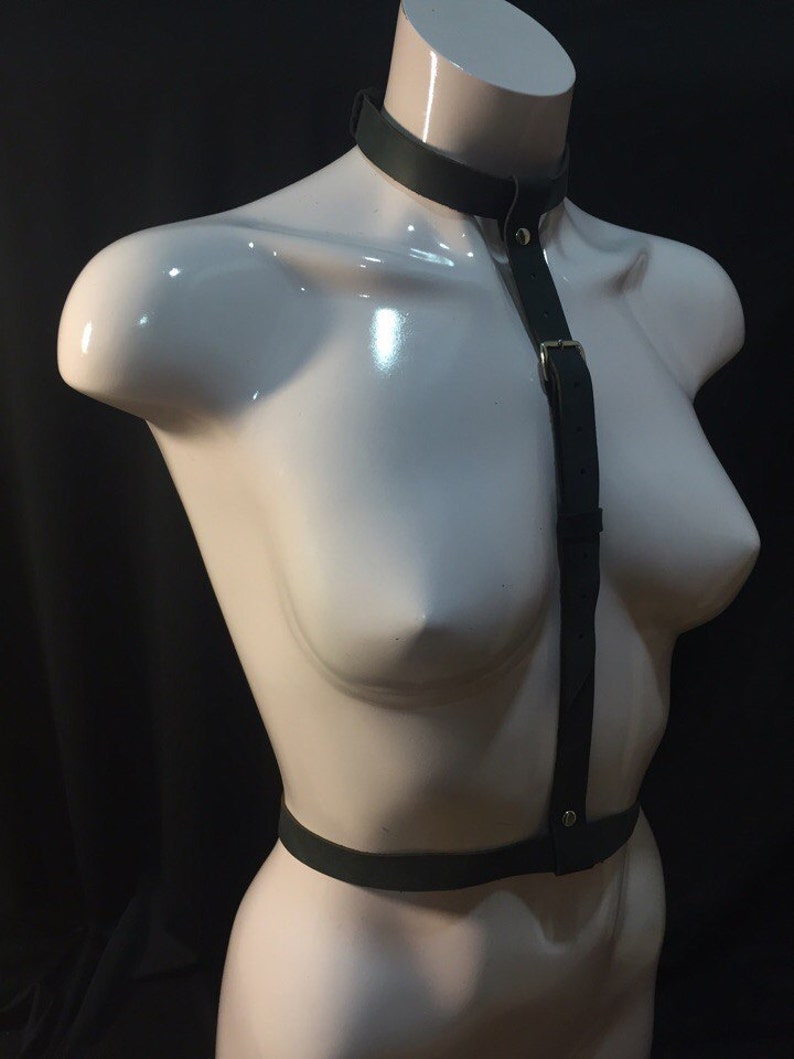 Leather Collar Harness Black Leather Hanress Leather Bondage Chest Leather Harness Unisex Leather Harness Men Leather Harness