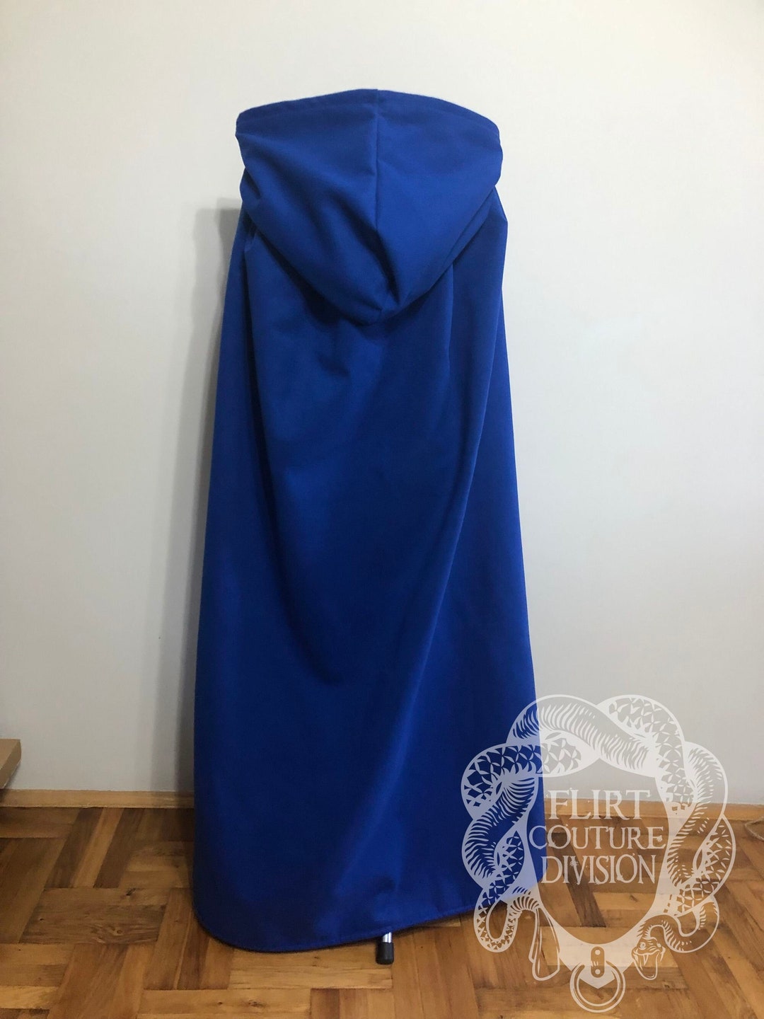 Blue Wool Cloak, Royal Blue Hooded Cloak, Wool Hooded Coat, Autumn