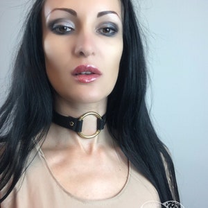 Real Leather Collar, Leather Choker, O Ring Collar, Leather Neck Harness image 5