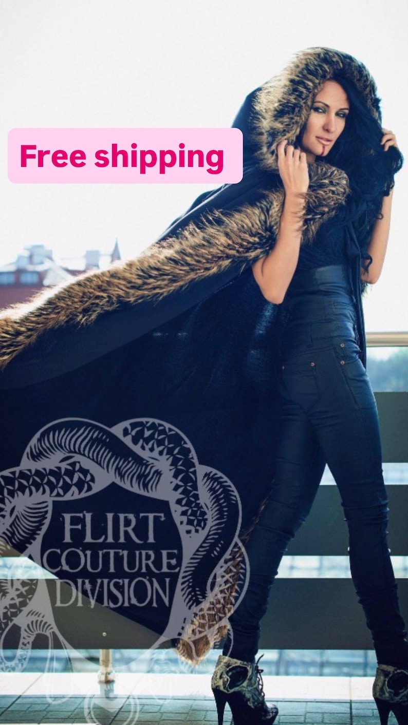 hooded cloak with fake fur ending