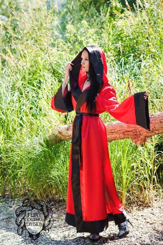 Buy Satin Black Red Robe, Ritual Robe, Long Hooded Robe, Monk Robe, Magical  Robe, Witch Robe, Vampire Robe Online in India 