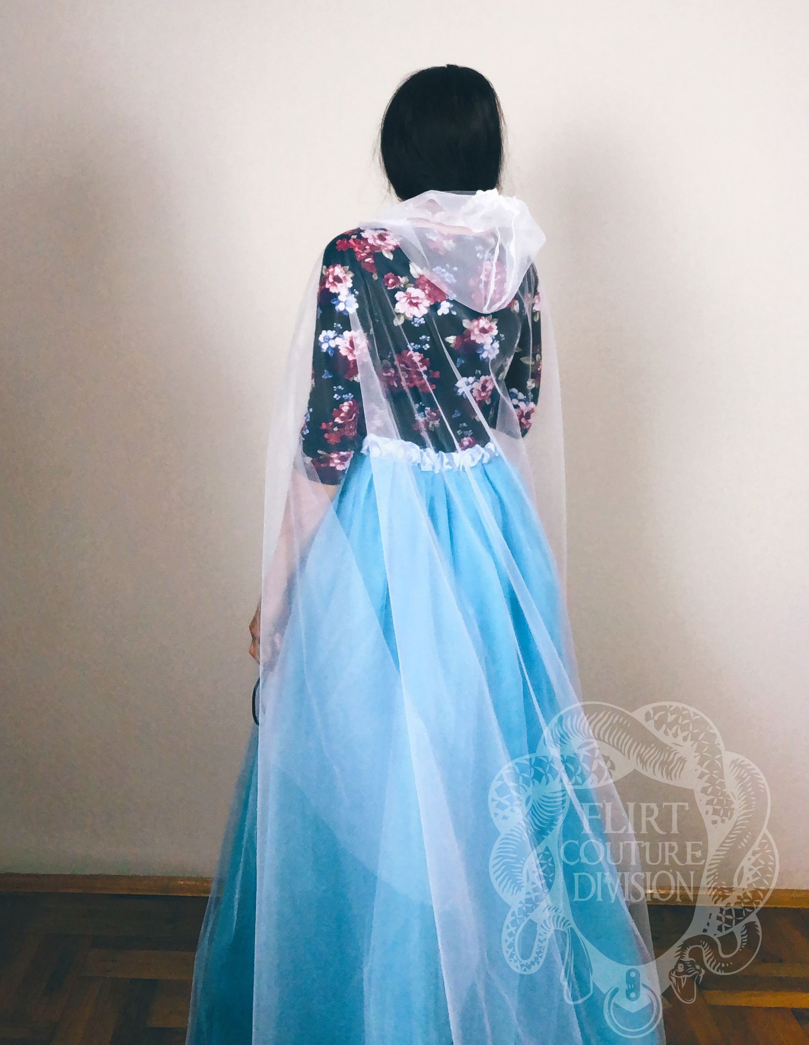 Tulle Hooded Cape Cathedral Cape Rose Edged Lace Scalloping Etsy