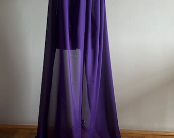 Violet Chiffon Hooded Cape, Datk Purple Silk Cape, Cosplay Cloak, Violet Sheer Hooded Cloak, Wedding Cloak, Sheer Hooded Cloak