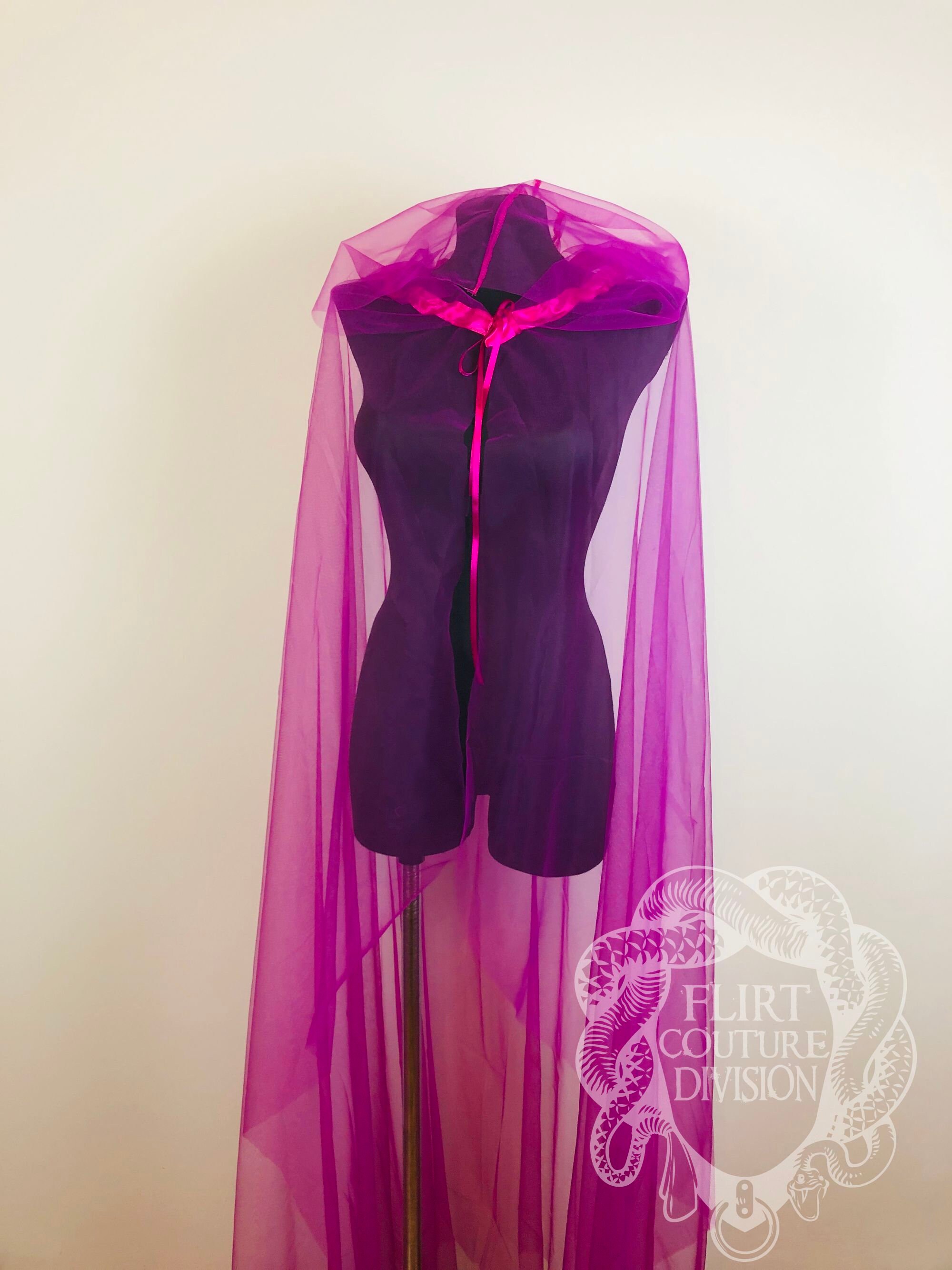 Tulle Hooded Cape Minimalistic Tulle Veil Cape Cathedral Etsy