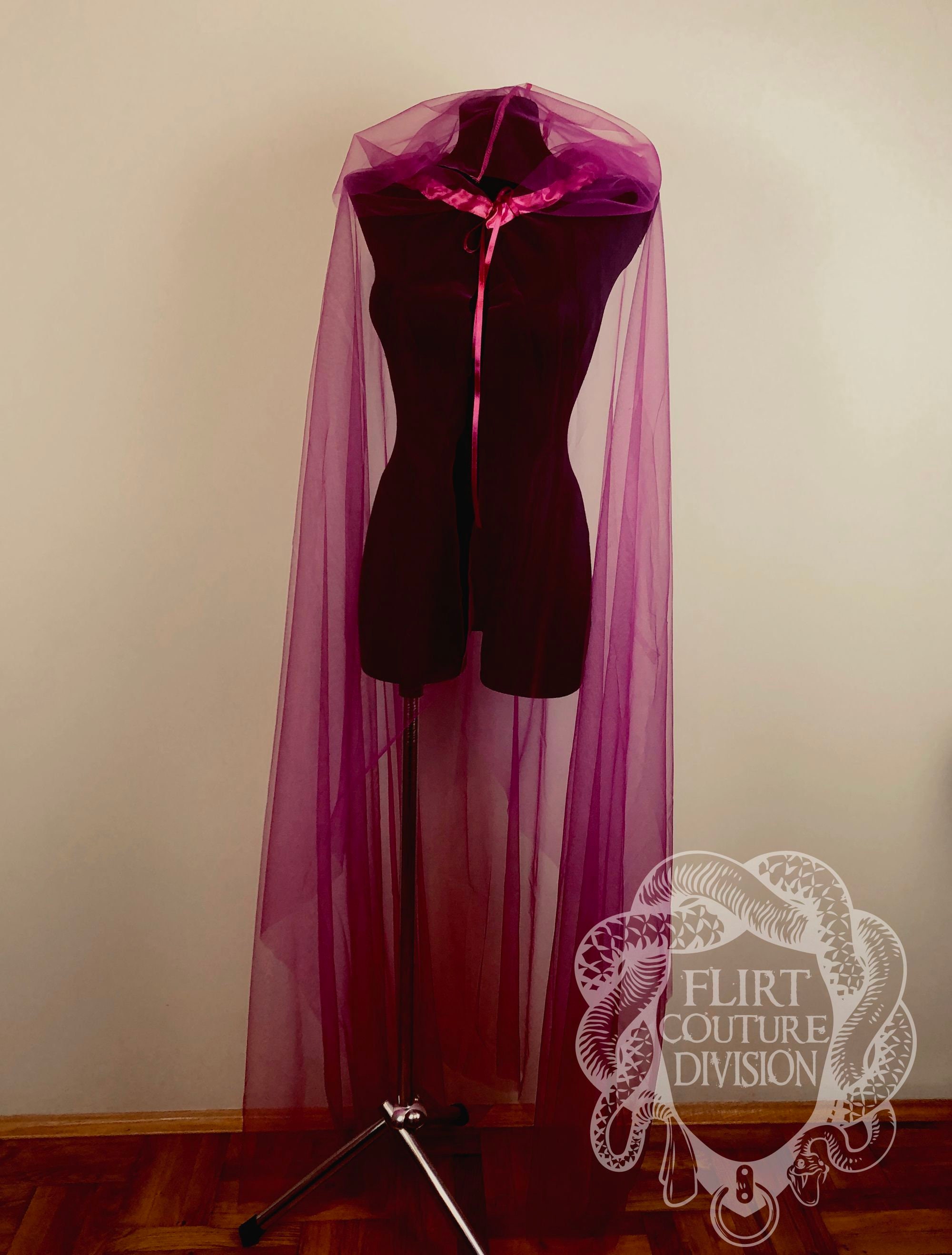 Tulle Hooded Cape Minimalistic Tulle Veil Cape Cathedral Etsy