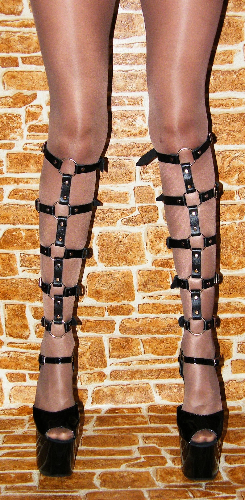 Leather Leg Garters Leather Harness Leather Legs Belts Pair Etsy