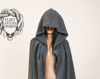 Gray Hooded Cloak, Halloween Apocalyptic Cloak, Wasteland Long Cape, Medieval Viking Celtic Cloak, Assassin Knight Cape Game