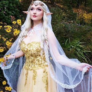 Tulle Hooded Cape, Veil Lace Cape, Cathedral Eternal Cape, Elven Ceremony Cape with Hood, Fairy Wedding Cape, Alternative Bride image 10