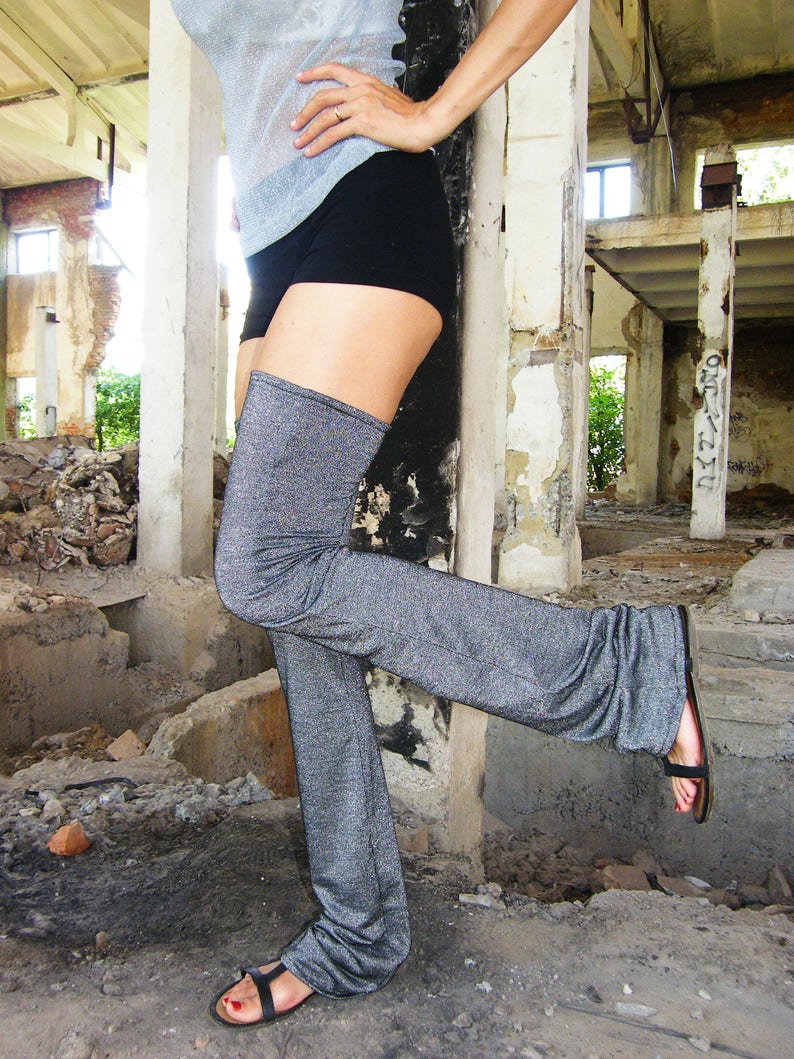 Glitter Gray High Leg Warmers High Stockings Flared Leg Etsy