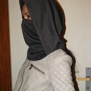 Festival Hood, Hooded Mask, Festival Mask, Mouth Mask Futuristic, Hooded Scarf Neckwarmer