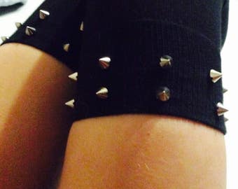 Black Spiked Stockings, Stud Padded Stockings, Spiked Thigh, Spikes High Socks, Sexy Outfit, Spiked Socks