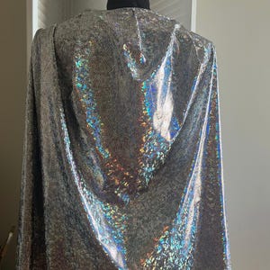 Silver Cape, Hologram Cloak, Arm Wrestling Cape, Queen Cloak, Cosplay Hooded Cape, Argent Wedding, Burlesque Cape, Shiny Hooded Cape