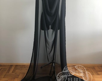 Wedding Chiffon Cape, Sheer Open Back Cape, Bridal Cape, Shoulder Cape, Long Cape, Cathedral Cape, Fantasy Cape, Fairy Cape, Ceremony Cape