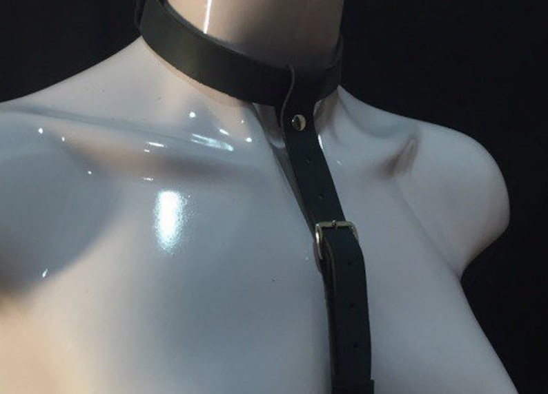 Leather Collar Harness Black Leather Hanress Leather Bondage Chest Leather Harness Unisex Leather Harness Men Leather Harness