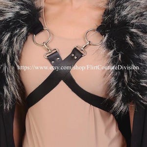 Black Fake Fur Cape Leather Belts, Swordbelt, Snow Shoulders Drape, Ecofriendly Fur Collar Belts, Viking, Fur Shoulder Pelt, Shaman Cape