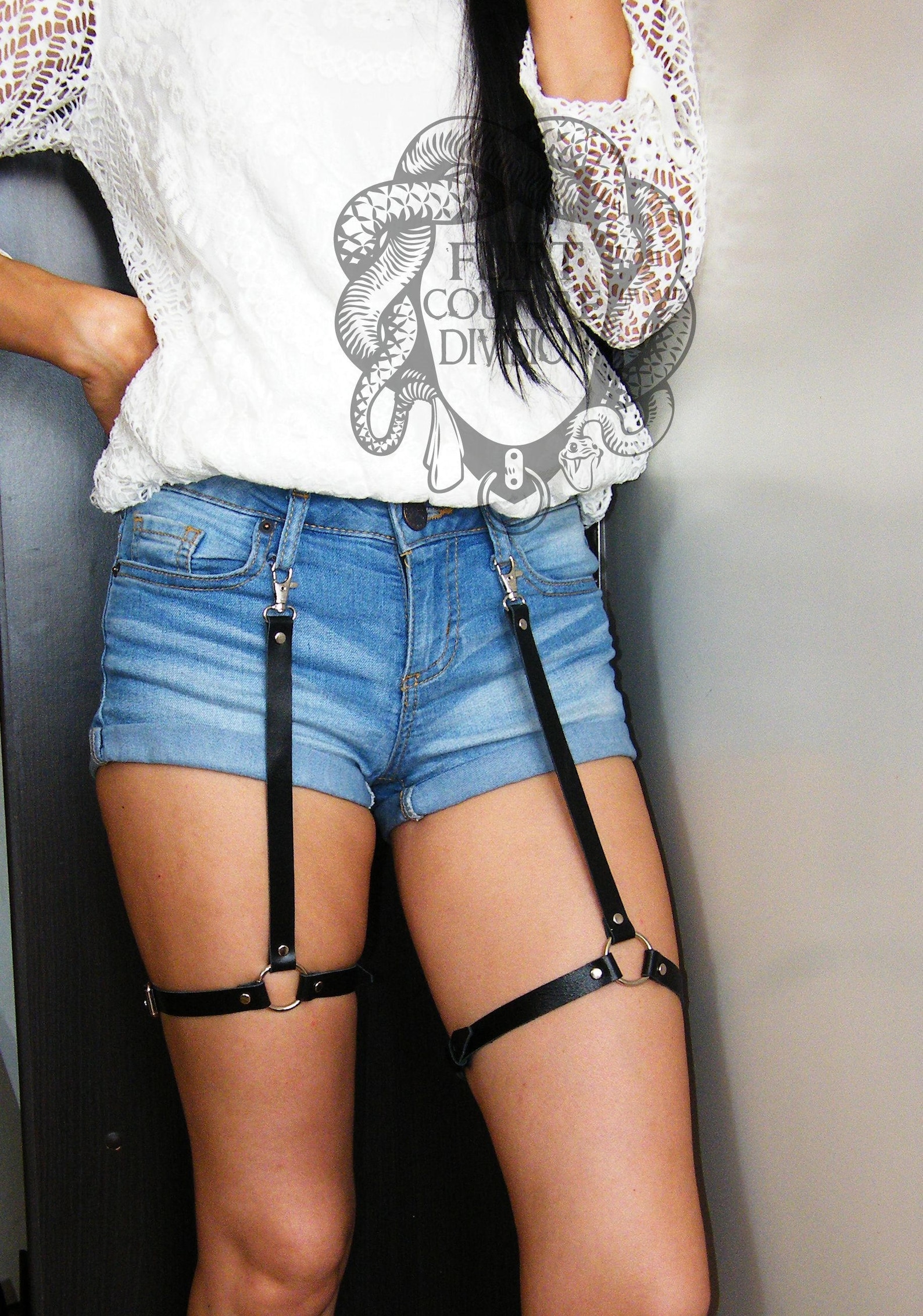 Black Leather Garters Leather Harness Leather Garter Belt Etsy