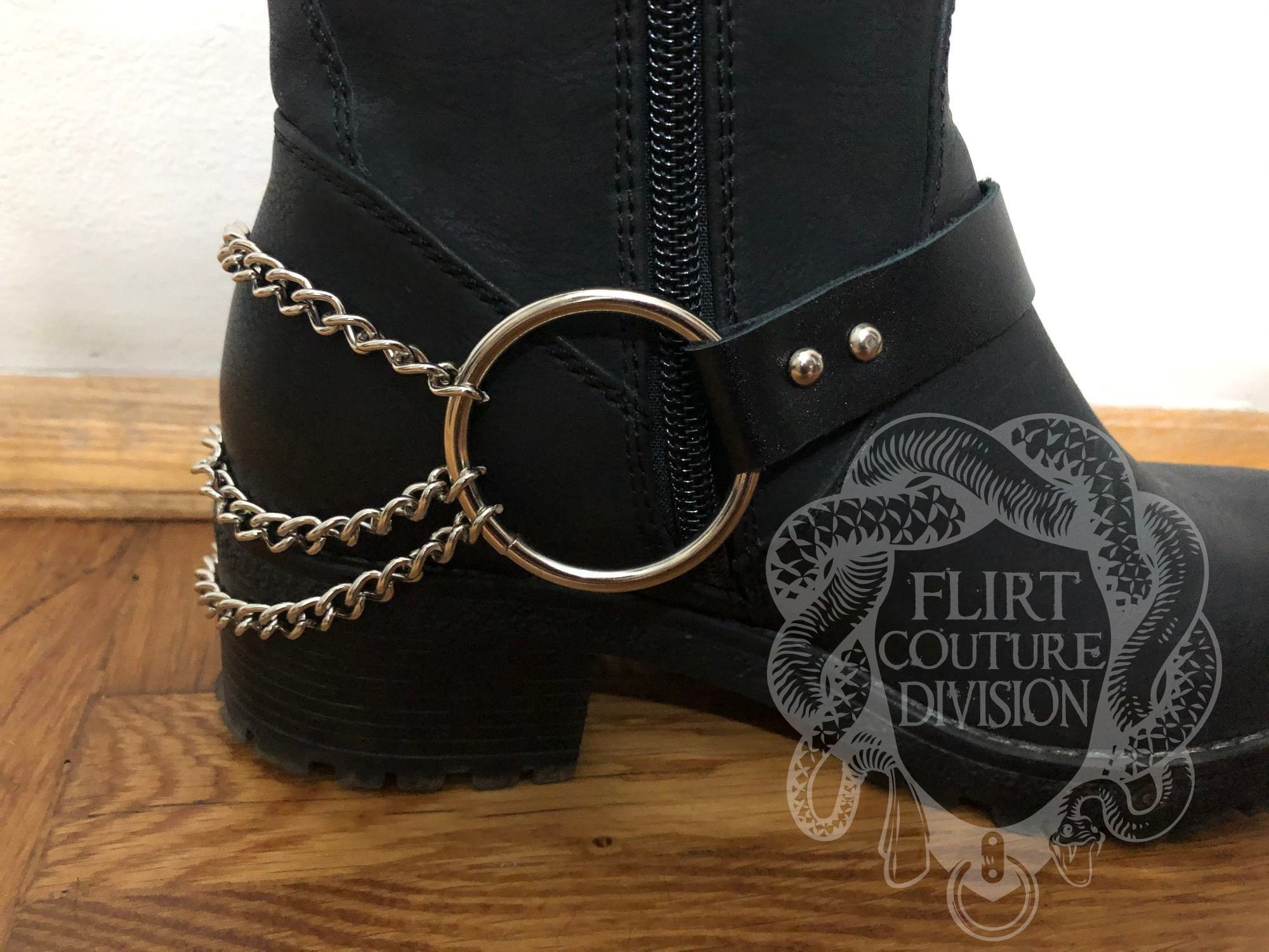 Leather Boots Chain Belts Black Leather Boot Straps Leather Etsy UK