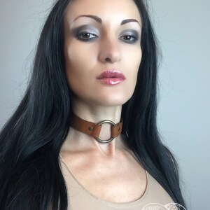 Real Leather Collar, Leather Choker, O Ring Collar, Leather Neck Harness image 4