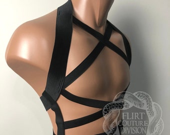 Wide Elastic Men Harness, Swordbelt Chest Harness, Black Fireshow Elastic Bondage, Red Harness, Male Harness, Warrior Harness, Rave Harness