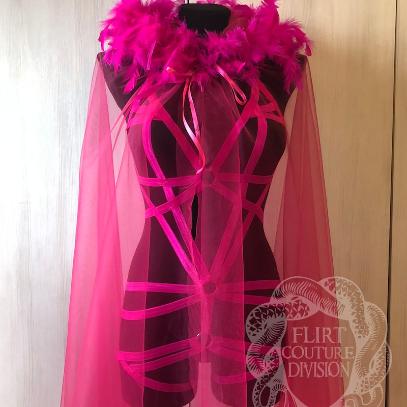 Glow Black Light Harness Mesh Body Suit Neon Pink Qn