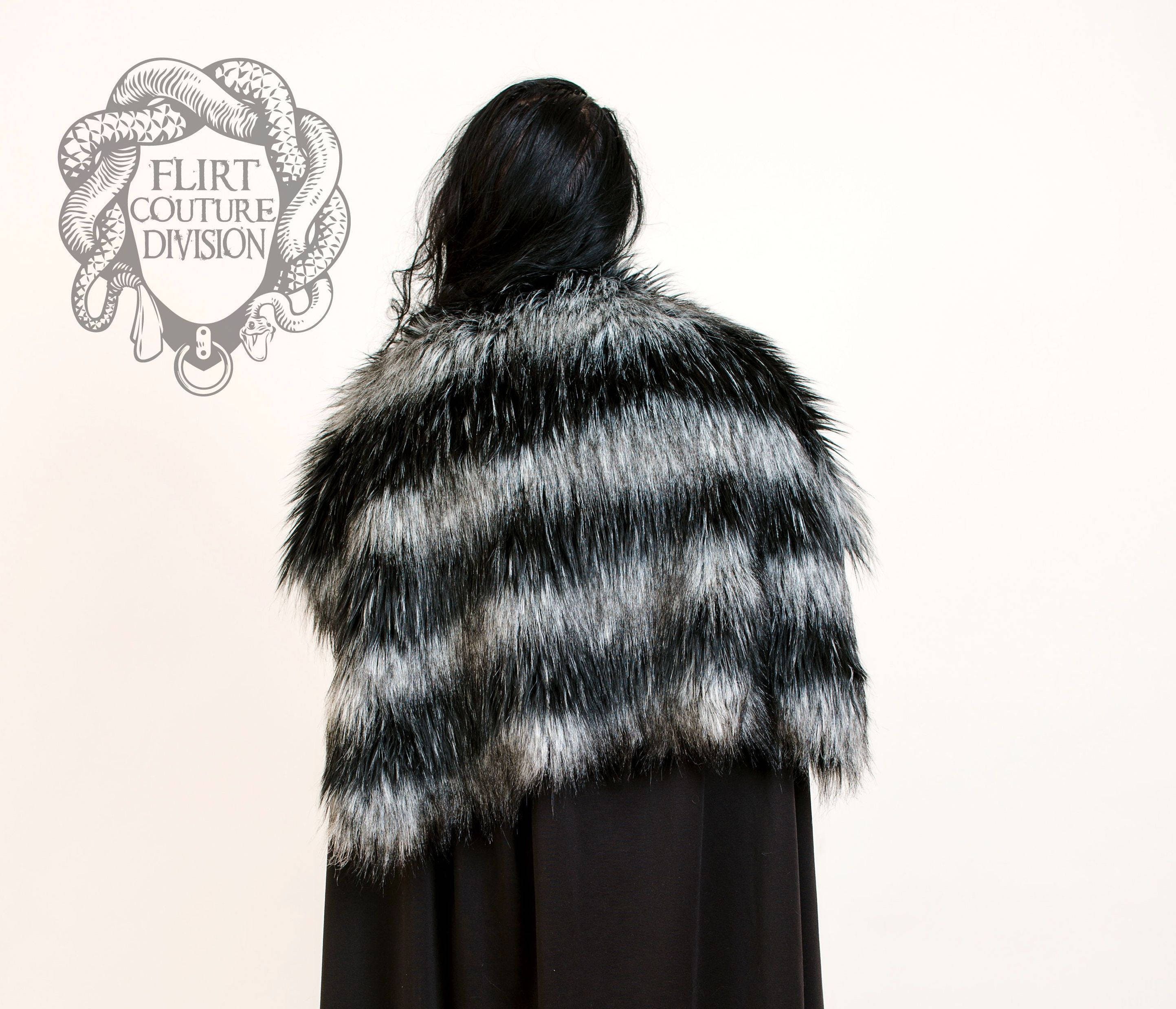 Black Faux Fur Collar Fur Shoulder Drape Halloween Fur Etsy
