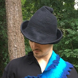 Bard Hat - Brimmed Hat - Wool Felt Hat - Pointed Witch Hat - RPG Costume