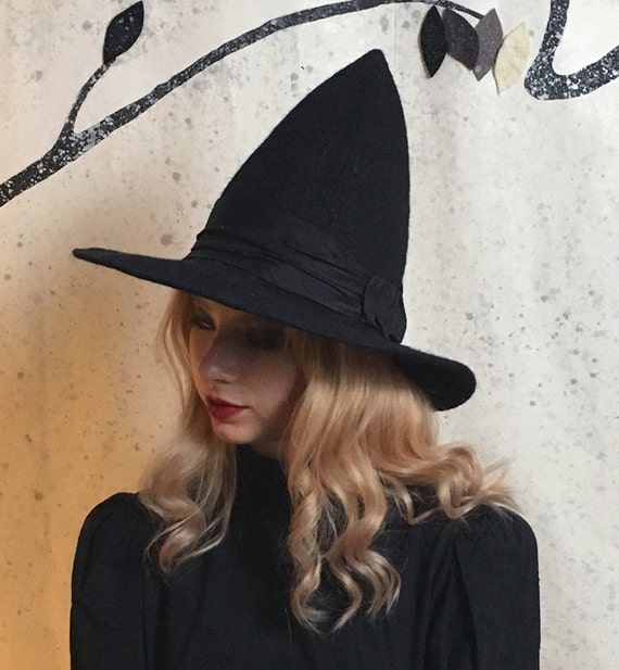 Classic Tall Pointed Witch Hat in Black 