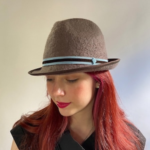 Mink/Greyish-Brown Stingy Brim Fedora Hat - Hand Felted Wool