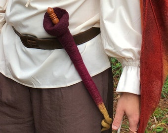 Curly Wand Scabbard -Hand Felted Merino Wool