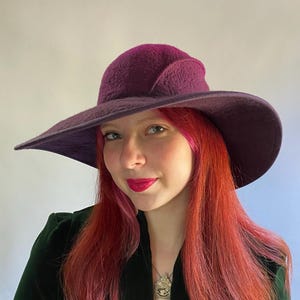 Purple and Pink Ombre Wide Brimmed Ladies Hat - Vintage Inspired Hat - Hand Felted Merino Wool