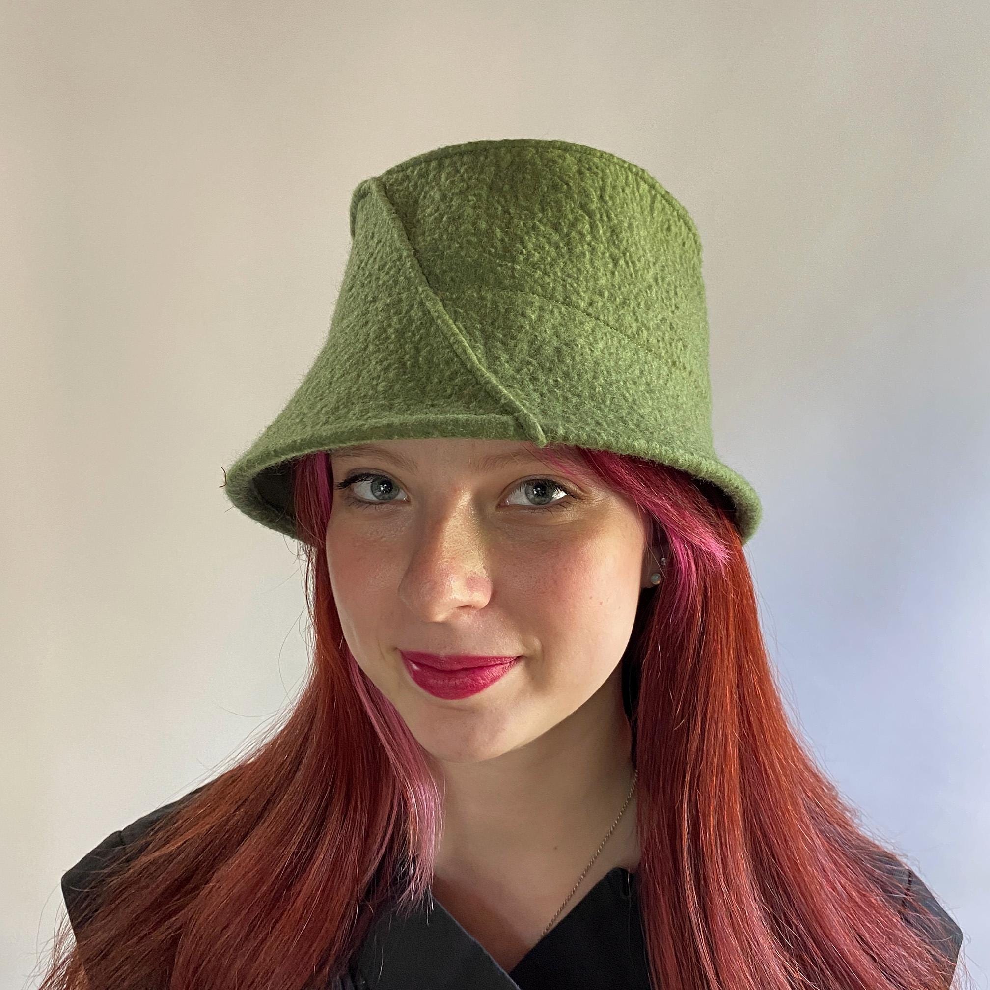 Red Bucket Hat W/pintuck Detail - Hand Felted Merino Wool - Etsy