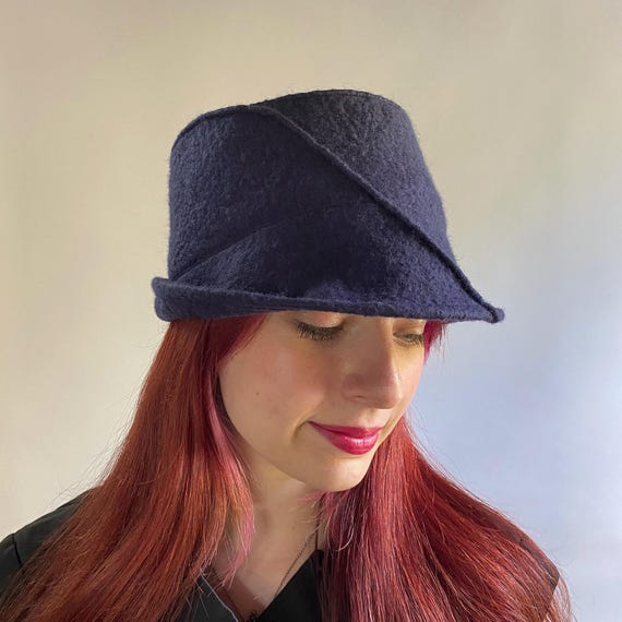 Red Bucket Hat W/pintuck Detail - Hand Felted Merino Wool - Etsy