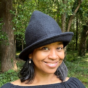Bard Hat - Brimmed Hat - Wool Felt Hat - Pointed Witch Hat - RPG Costume