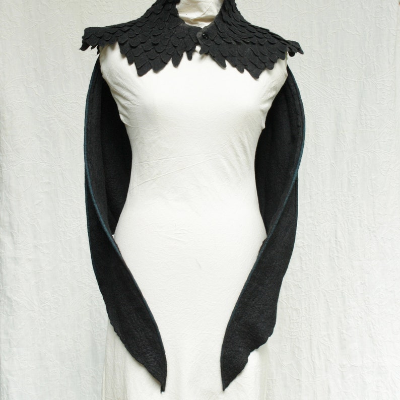 Black Dragon Wings - Hand Felted Merino Wool Wings - Wings Only image 5