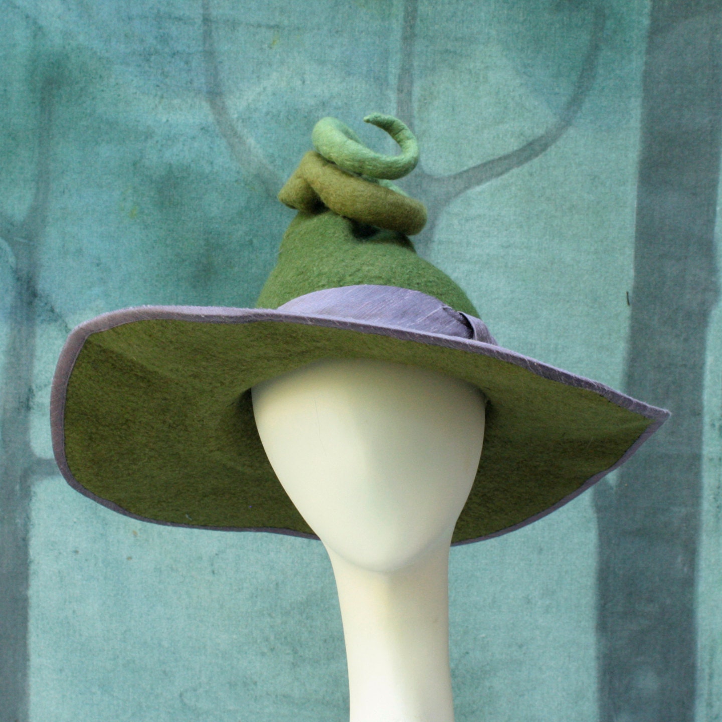 Witch Hat Green Witch Hat Wide Brimmed Witch Hat Pointed Etsy