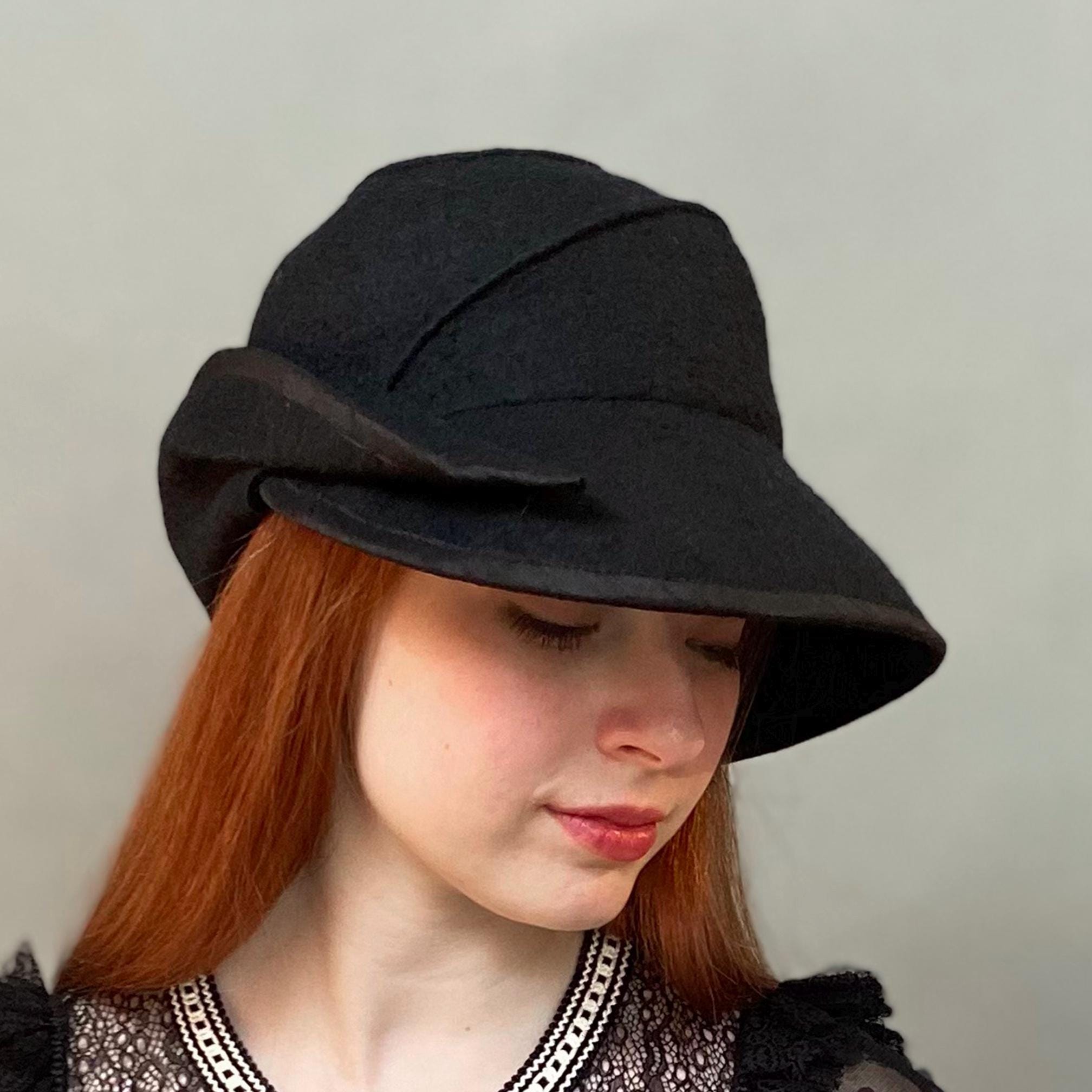 ブラウン オンブレ アシンメトリー つば付き レディース ハット ハーフ