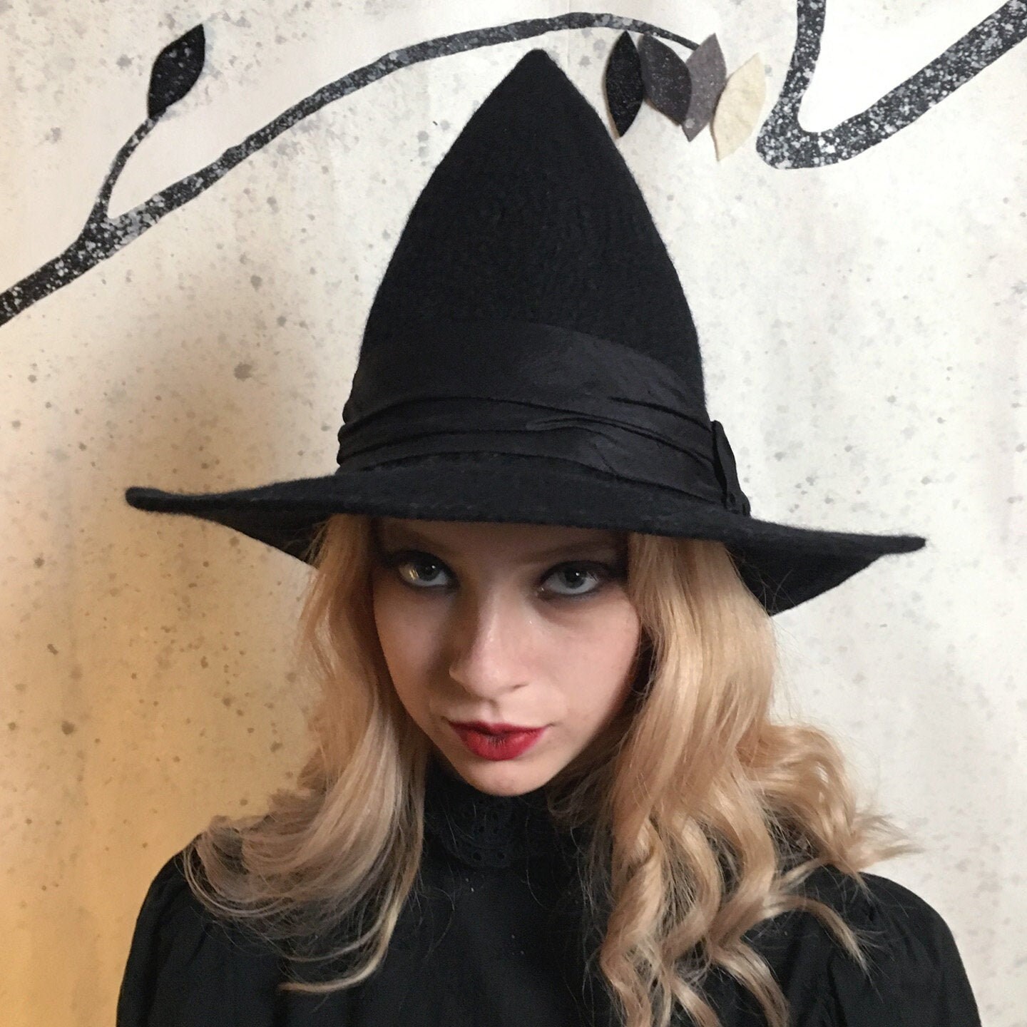 Classic Tall Pointed Witch Hat in Black 