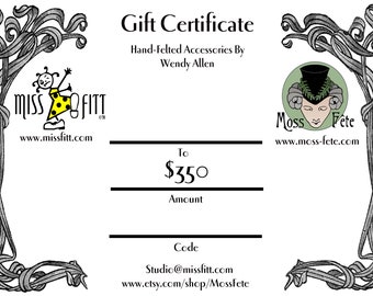 Gift Certificate 350 Dollars