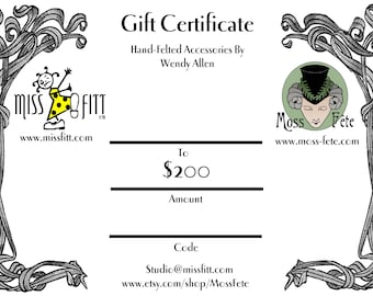 Gift Certificate 200 Dollars