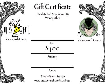 Gift Certificate 400 Dollars