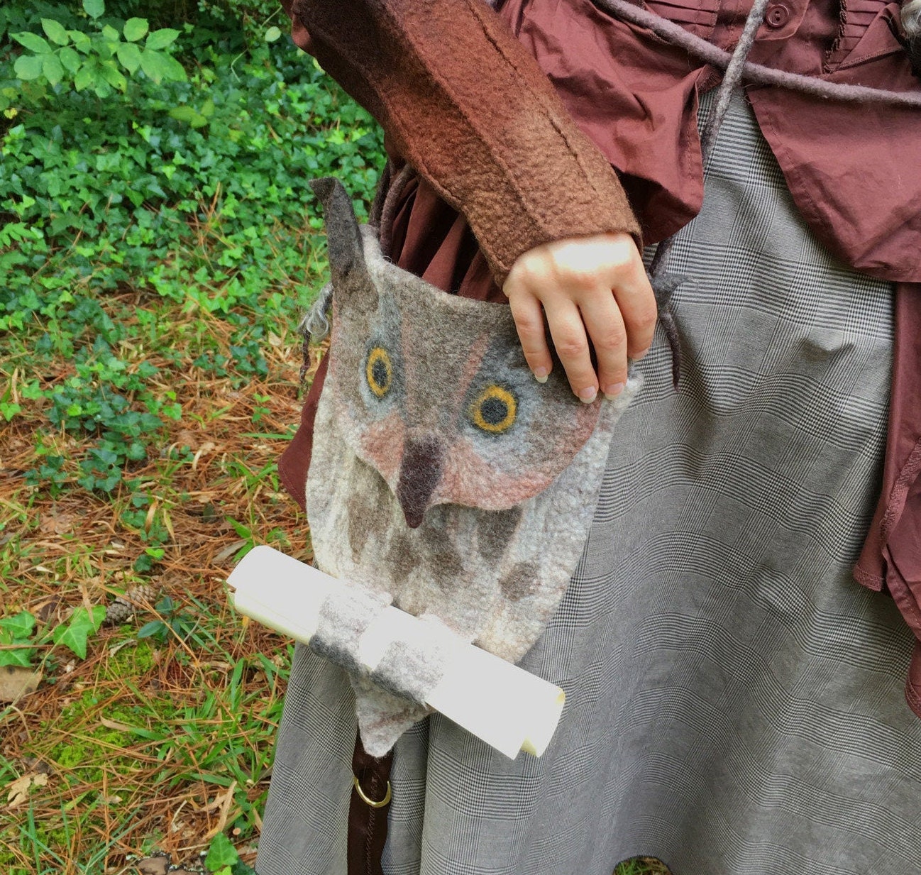 Owl Felt Messenger Bag - Hand Felted Merino Wool