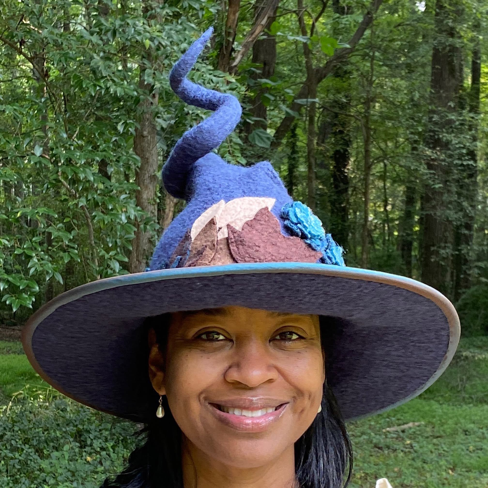 One of a kind purple and blue wool felt witchy hat Purple Witch Hat with Eye | FeltHappiness Hats main image 2